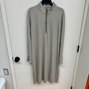 Jude Connally XL Anna Gray & White Houndstooth Ponte Midi Shift Zip Dress